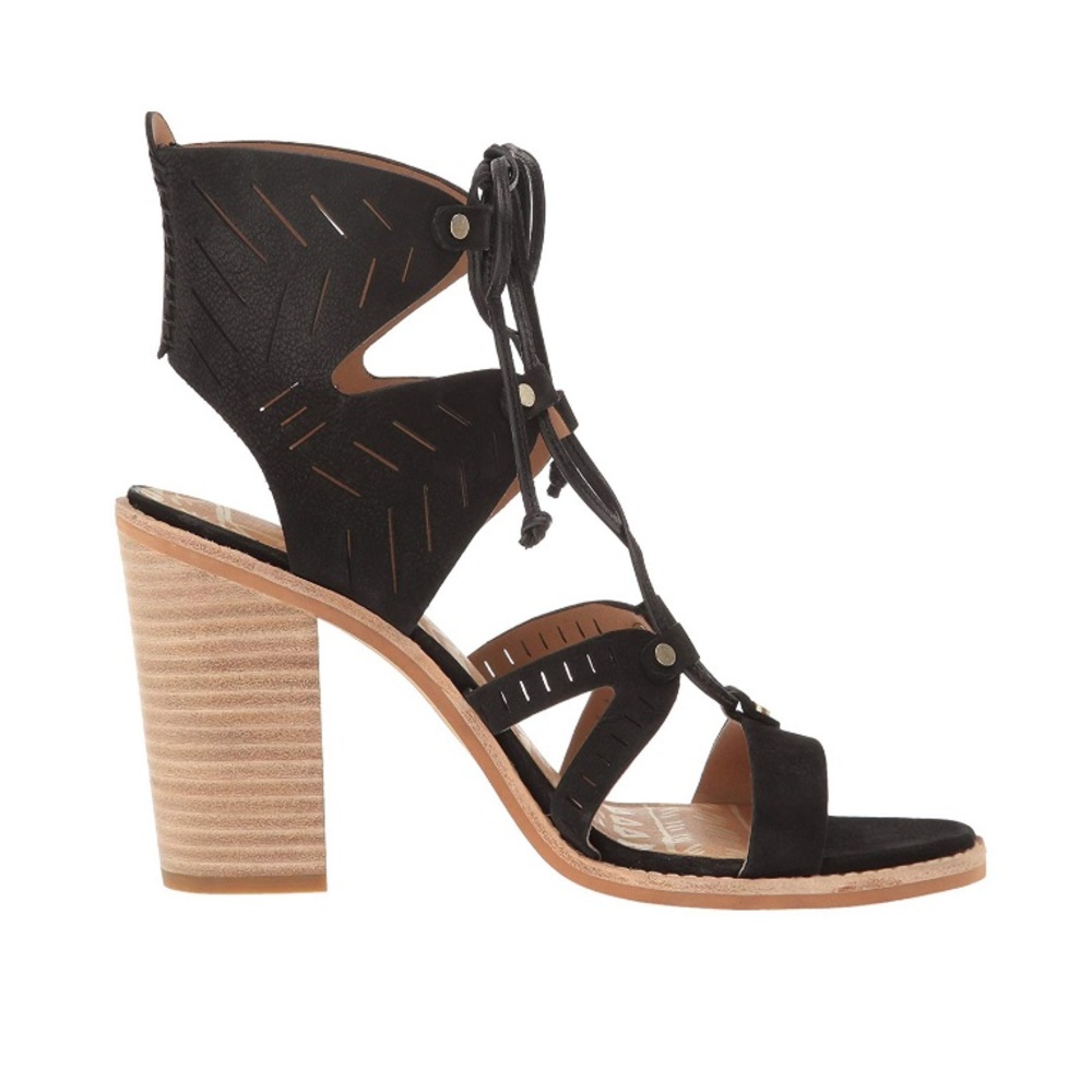 Dolce Vita Black Lace Up Luci Block Heel Sandals 7.5